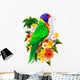 Rainbow Lorikeet on Tropical Flowers Wall Decal