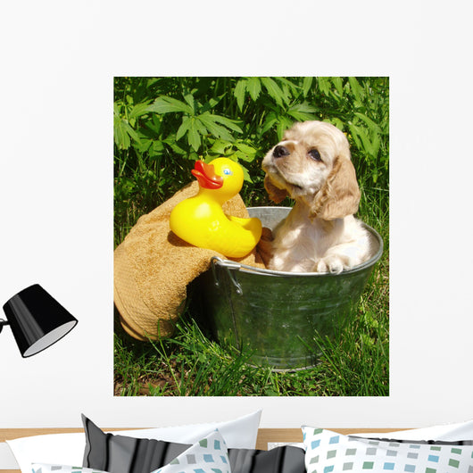 Spaniel Puppy Ready for a Bath Wall Decal