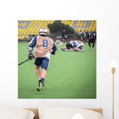 Lacrosse Wall Decal shown on a wall