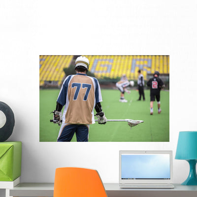 Lacrosse Wall Decal shown on a wall