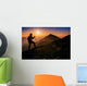tourist in the mountains at sunset Wall Decal