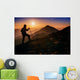 tourist in the mountains at sunset Wall Decal