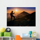 tourist in the mountains at sunset Wall Decal