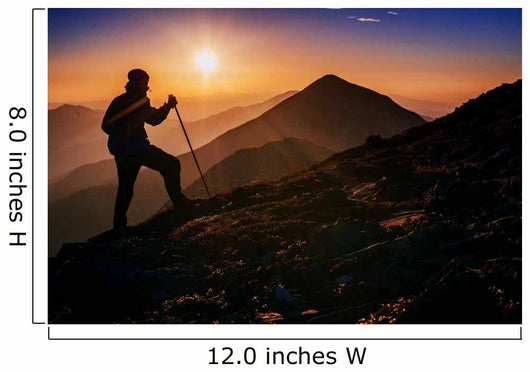 tourist in the mountains at sunset Wall Decal