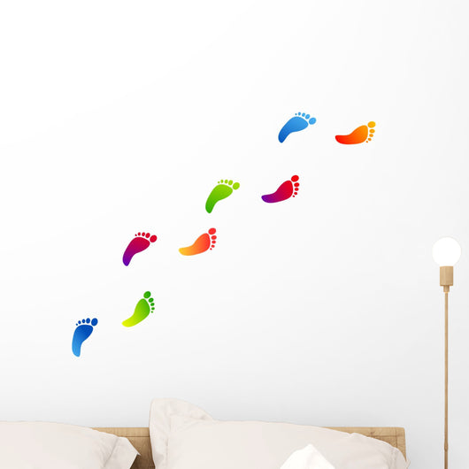 impronte piedi, arte, colori, creativit&atilde; ,fantasia Wall Decal