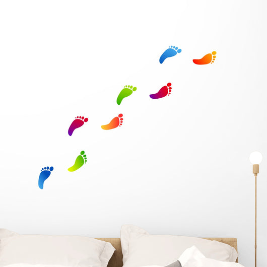 impronte piedi, arte, colori, creativit&atilde; ,fantasia Wall Decal
