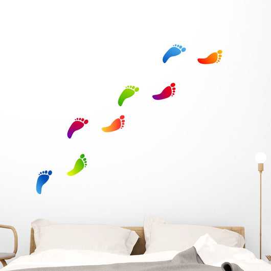 impronte piedi, arte, colori, creativit&atilde; ,fantasia Wall Decal