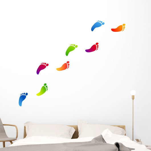 impronte piedi, arte, colori, creativit&atilde; ,fantasia Wall Decal