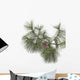 Pine branch with cones isolated on white background Wall Decal