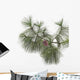 Pine branch with cones isolated on white background Wall Decal
