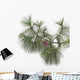Pine branch with cones isolated on white background Wall Decal