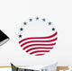 Waving American Flag on White with Stars Wall Decal