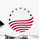 Waving American Flag on White with Stars Wall Decal