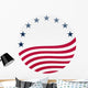 Waving American Flag on White with Stars Wall Decal