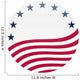 Waving American Flag on White with Stars Wall Decal