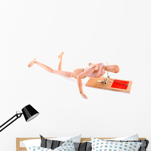 Mousetrap Captured Wooden Mannequin 2 Wall Decal