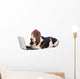 basset hound dog working on a computer Wall Decal