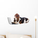 basset hound dog working on a computer Wall Decal
