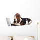 basset hound dog working on a computer Wall Decal