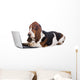 basset hound dog working on a computer Wall Decal