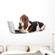 basset hound dog working on a computer Wall Decal