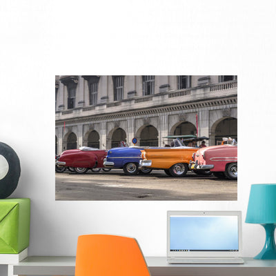 Classic American Cars Havana Wall Decal shown on a wall