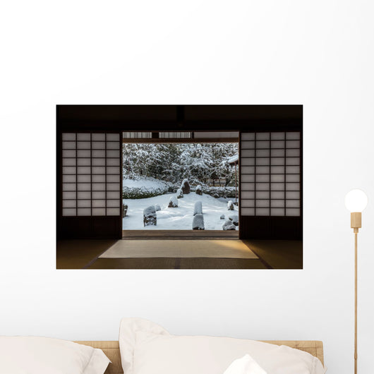 Snow in Japanese Garden Wall Decal