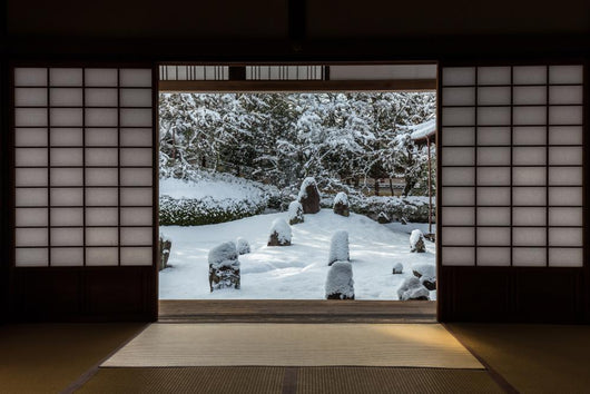 Snow in Japanese Garden Wall Decal