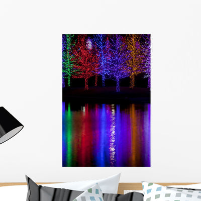 Trees Tightly Wrapped In Led Lights For The Christmas Holidays R Wall Decal shown on a wall