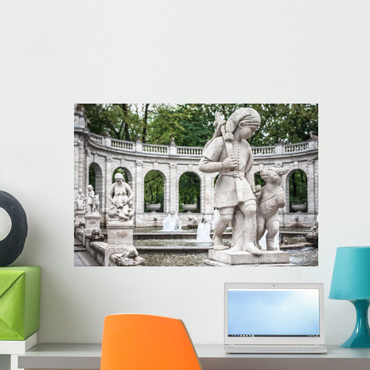 Marchenbrunnen Fairy Tale Fountain Statue Wall Decal