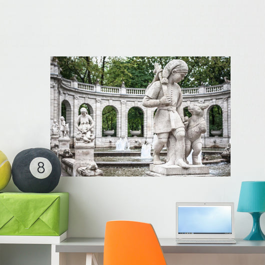 Marchenbrunnen Fairy Tale Fountain Statue Wall Decal