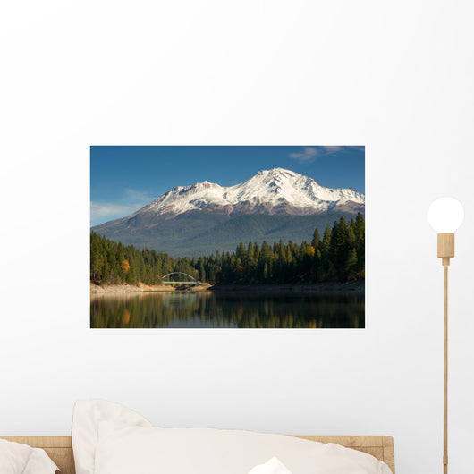 Mt Shasta Reflection Mountain Lake Modest Bridge California Wall Decal