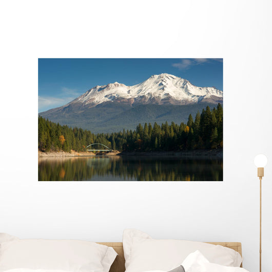 Mt Shasta Reflection Mountain Lake Modest Bridge California Wall Decal