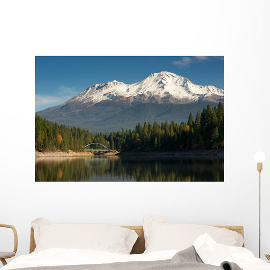 Mt Shasta Reflection Mountain Lake Modest Bridge California Wall Decal