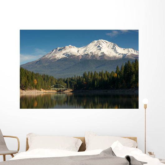 Mt Shasta Reflection Mountain Lake Modest Bridge California Wall Decal