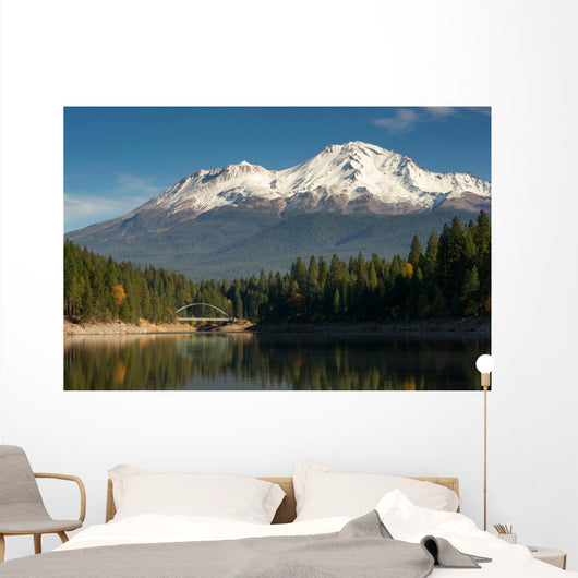 Mt Shasta Reflection Mountain Lake Modest Bridge California Wall Decal