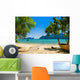 Exotic beach with palms and boats on azure water, Phi Phi Island Wall Decal