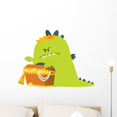Greedy Dragon Wall Decal shown on a wall