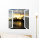 window opened to the river with sunset Wall Decal