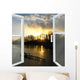 window opened to the river with sunset Wall Decal