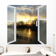 window opened to the river with sunset Wall Decal