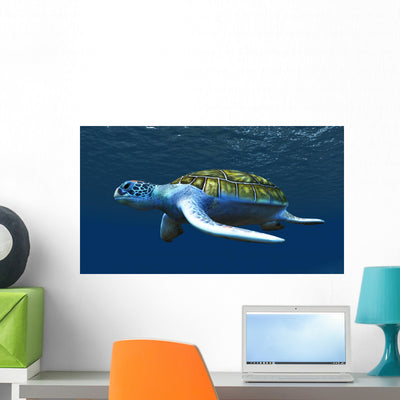 Sea Turtle Wall Decal shown on a wall