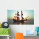 Pirate Ship Sunset Silhouette Wall Decal