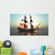 Pirate Ship Sunset Silhouette Wall Decal