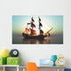 Pirate Ship Sunset Silhouette Wall Decal