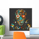 Skull with Floral Ornament Wall Decal