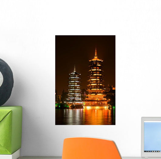Sun and Moon Pagodas, Guilin, China Wall Decal