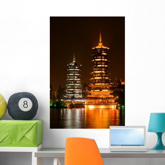 Sun and Moon Pagodas, Guilin, China Wall Decal