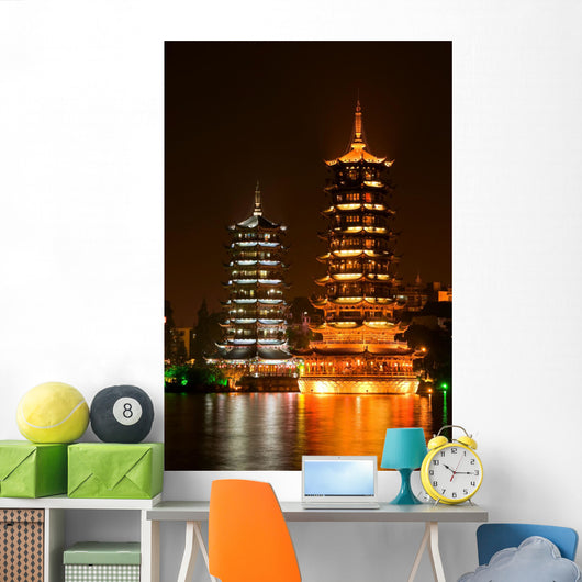 Sun and Moon Pagodas, Guilin, China Wall Decal