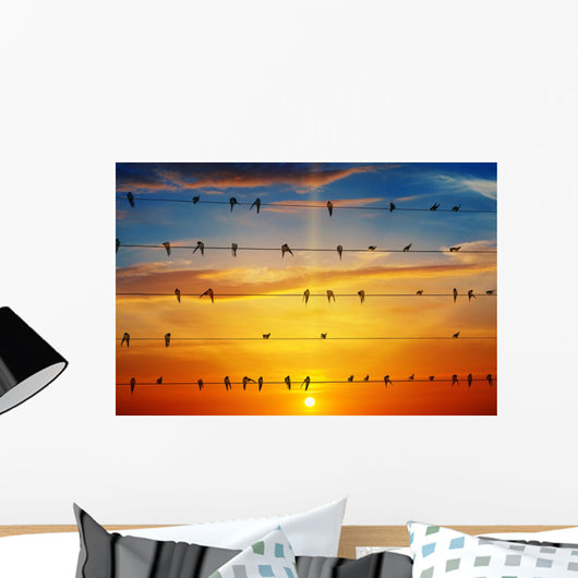 birds on a background of sunrise Wall Decal
